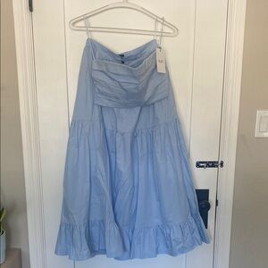 O.P.T. Baby Blue strapless crop top & skirt set